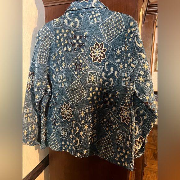 Jane Ashley Blue Patterned Jean Jacket - Picture 3 of 4